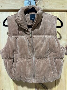 Love Tree Corduroy Puffer Vest - Beige Taupe